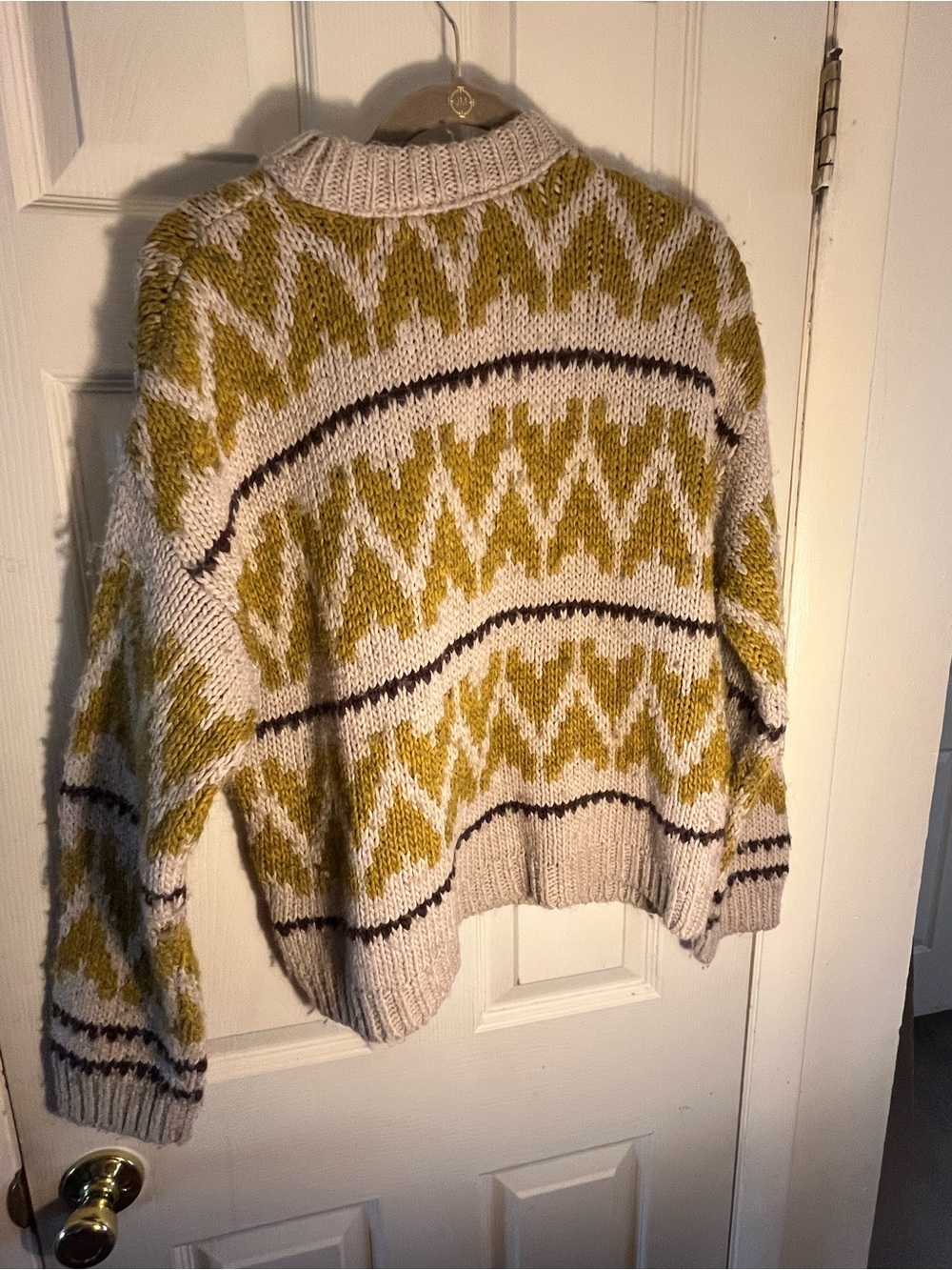 Women "The Great" tan mustard yellow, brown folk pullover knit sweater. Size 2 - Picture 8 of 8